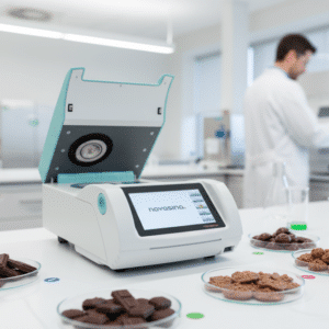 Novasina LabMaster Neo Meter in calibration laboratory with confectionery samples for testing